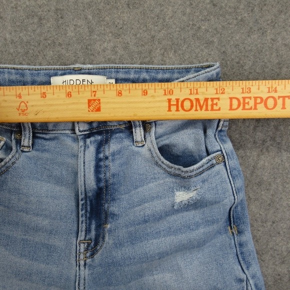 HIDDEN Los Angeles Wide Leg Crop Jeans Distressed Frayed Hem Size 24 - Picture 3 of 11